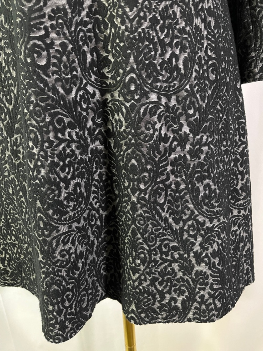LOFT Black & Gray Jacquard Floral 3/4 Sleeve A-Line Dress - Picture 9 of 16